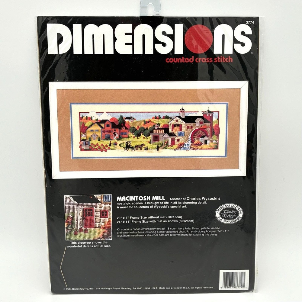 Dimensions Macintosh Mill Cross Stitch Kit Charles Wysocki 3774 Vtg Sealed New